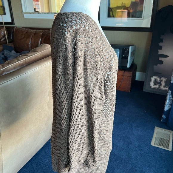 NWT Eddie Bauer hand crocheted brown cardigan. 3/4 length sleeves. Size 2X - Picture 2 of 5